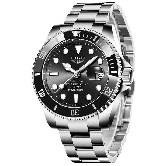 Montre LIGE 10045 Noir & Argent