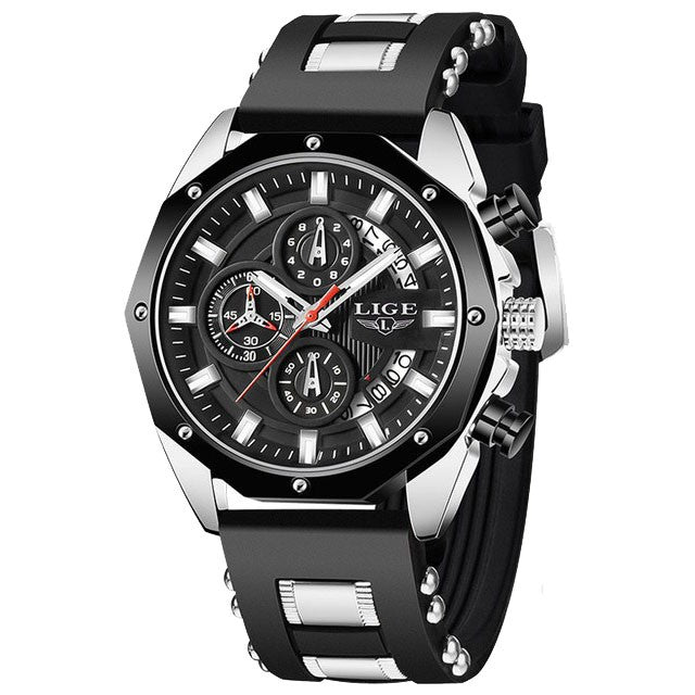 Montre LIGE 8908 Noir & Argent