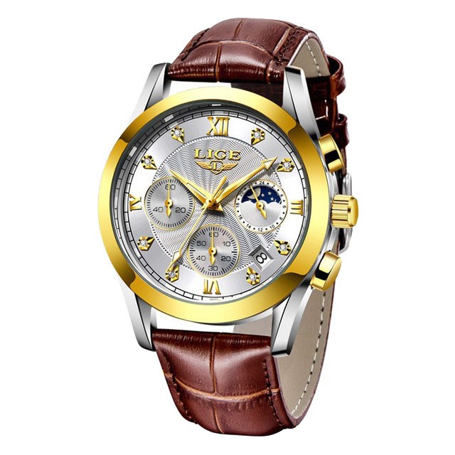 Montre LIGE 8912 Blanc & Or