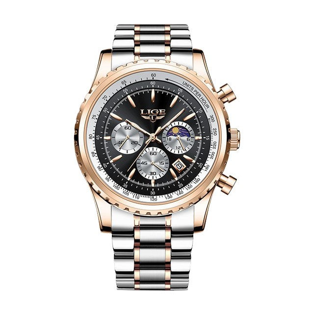 Montre LIGE 8989 Noir & Or